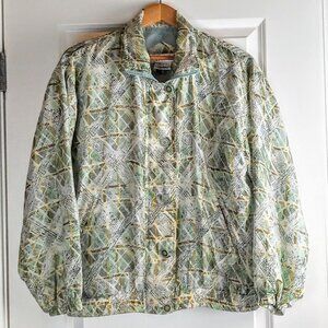 Stunt Sports Zip Button Silk Print Bomber Jacket